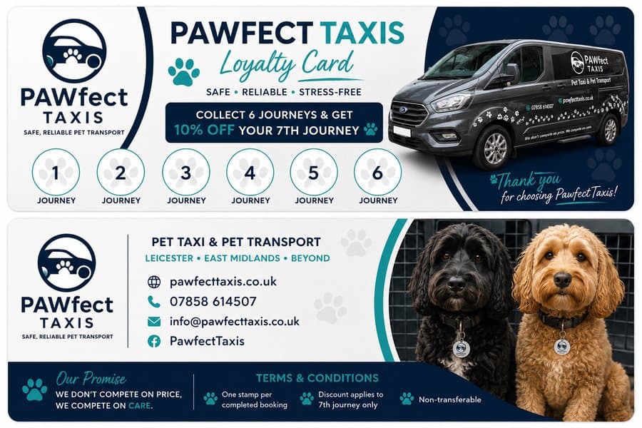 Pawfect Taxis loyalty card